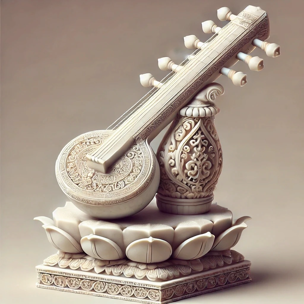 Handcrafted White Marble Veena