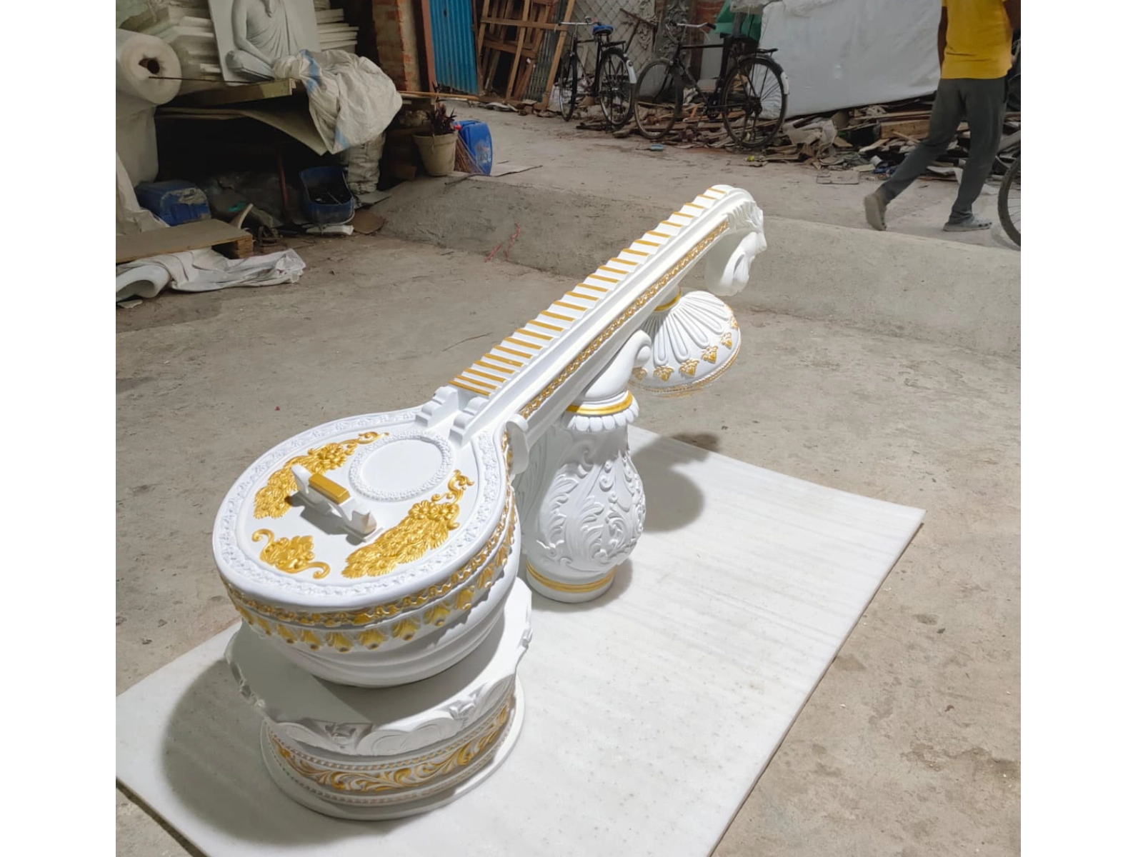 Handcrafted White Marble Veena