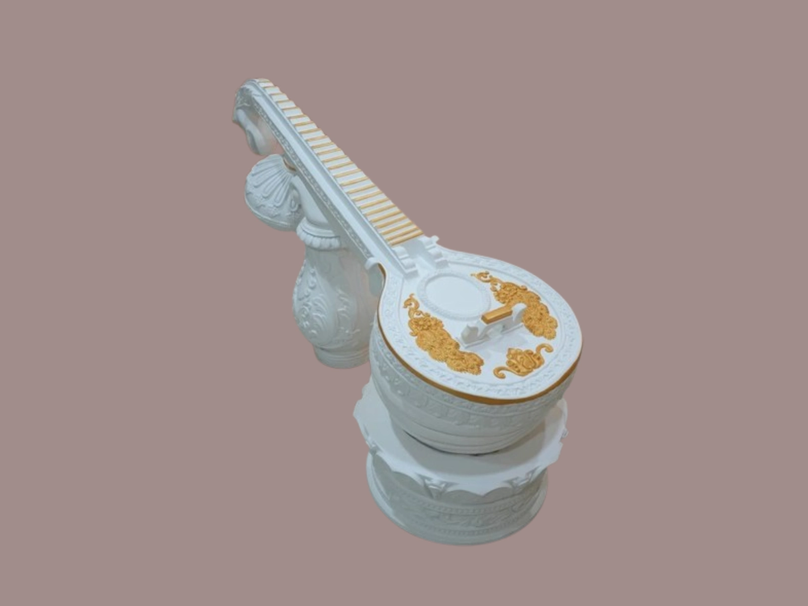 Handcrafted White Marble Veena